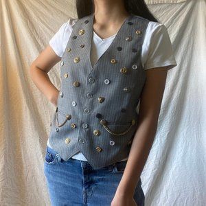 90s Vintage Button Pinstripe Vest